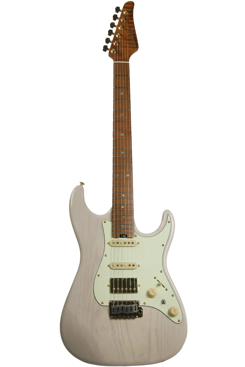 Soloking MS-1 Classic Ash FMN in White Blonde with Roasted Flame Maple Neck Nafiri Special Run 3